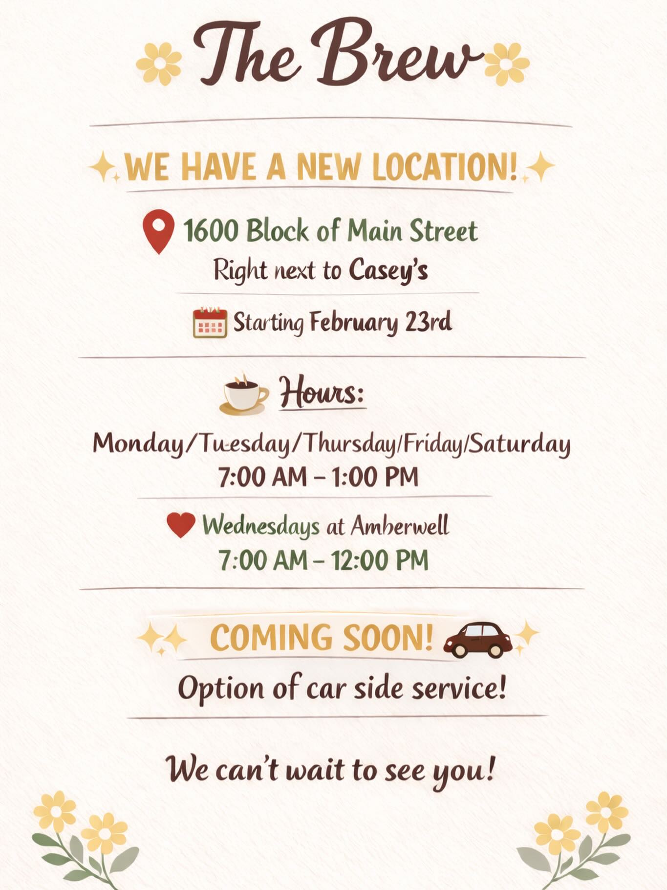 The Brew LLC Weekly Schedule